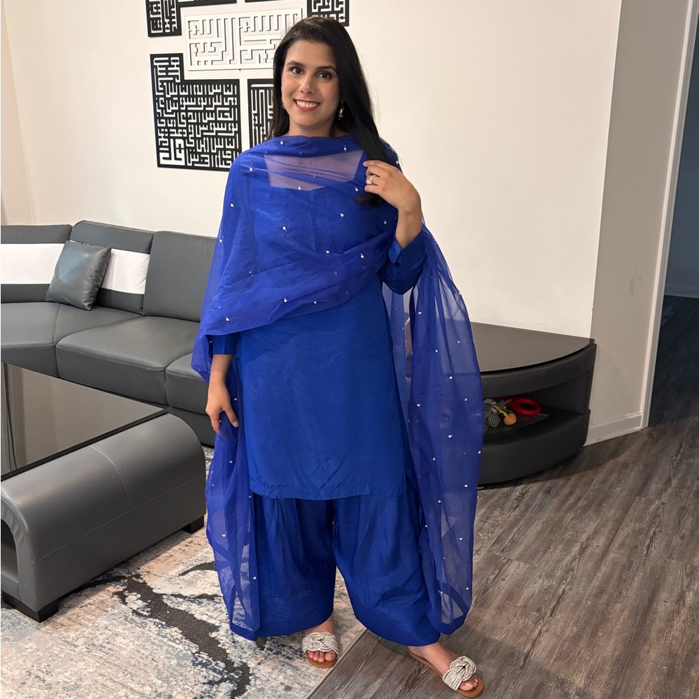 Farshi Shalwar Royal Blue Women's Medium